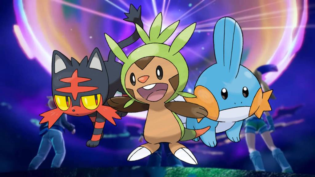 Pokemon Chespin, Litten, and Mudkip starters