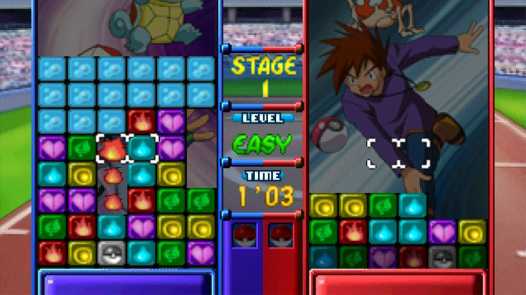 A screenshot from Pokémon Puzzle League.