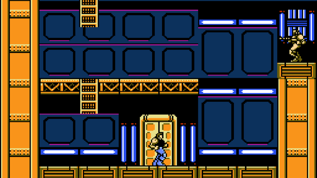 A screenshot from Power Blade on the NES.