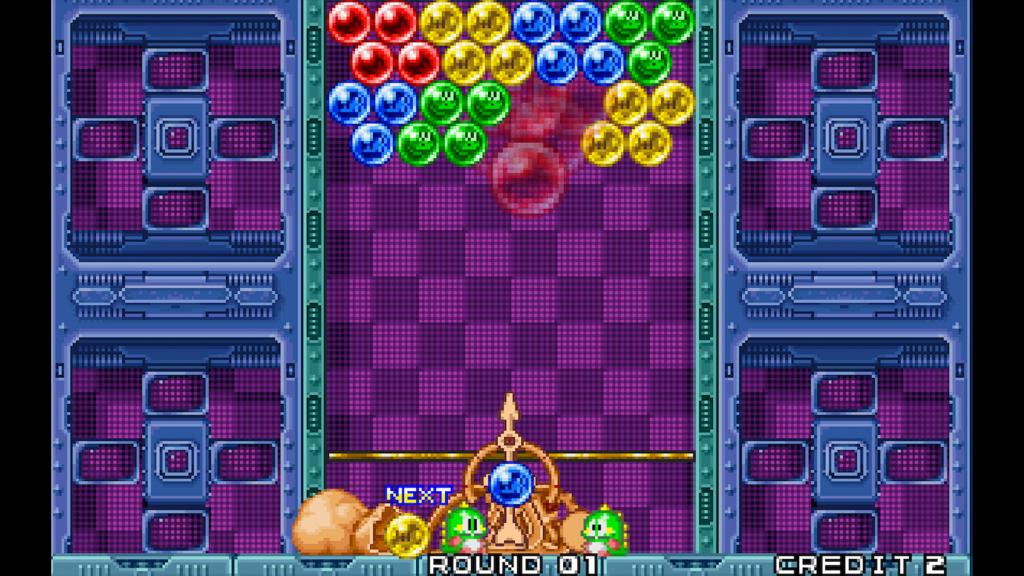 A screenshot from Puzzle Bobble.