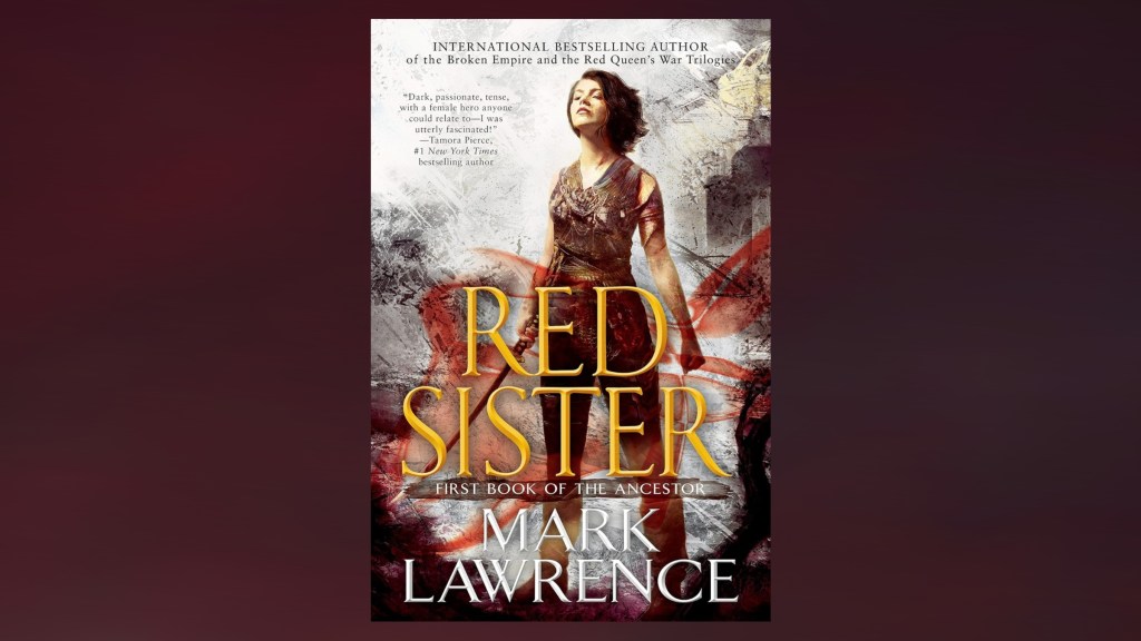 The cover of Red Sister by Mark Lawrence against 