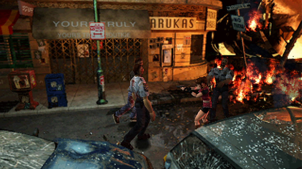 A screenshot from Resident Evil 2 on the Sony PlayStation.