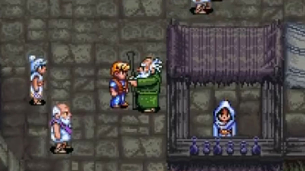Uma captura de tela de Secret of Evermore no Super Nintendo Entertainment System.