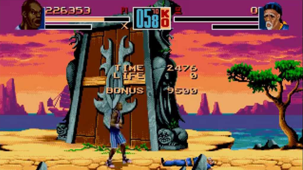 A screenshot from Shaq Fu on the Sega Genesis.