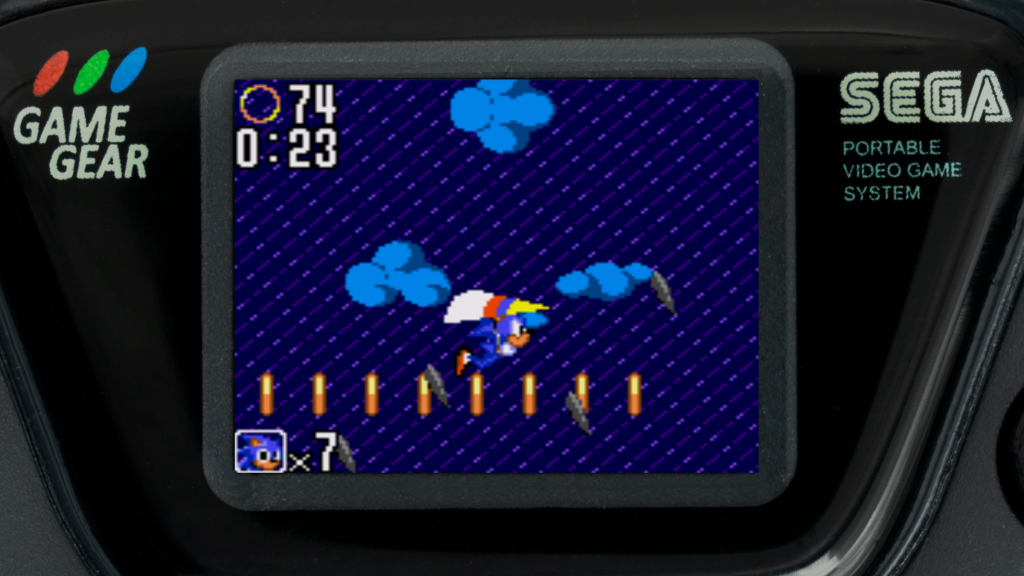 A screenshot from Sonic the Hedgehog 2 on the Sega Game Gear.