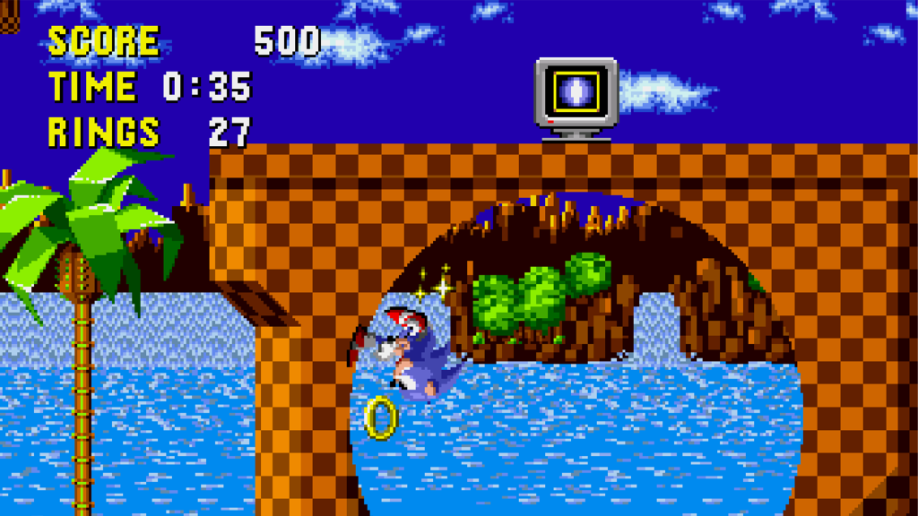 A screenshot from Sonic the Hedgehog on the Sega Genesis.