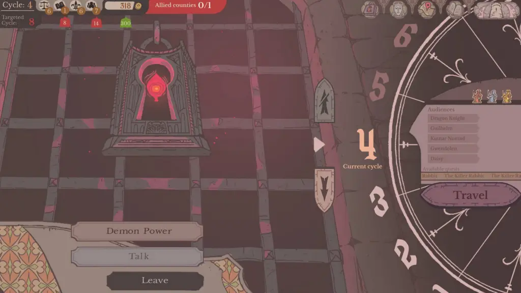 Sovereign's Tower Demon Power menu