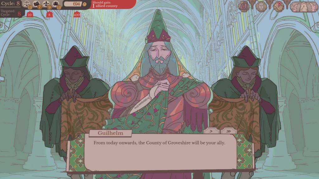 Sovereign's Tower characters swearing loyalty