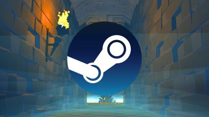 Steam Logo over Erenshor Dungeon Screenhot
