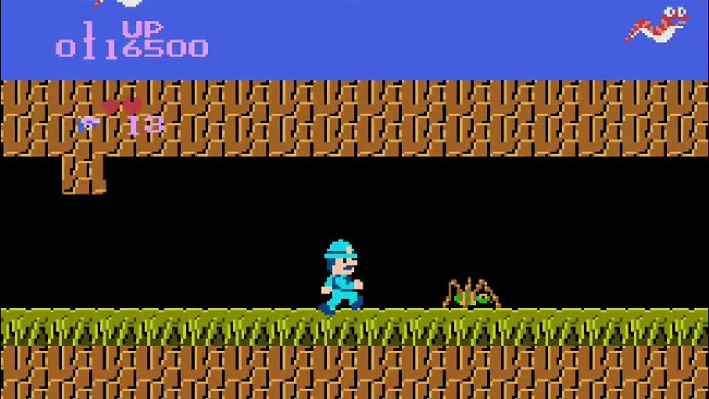 A screenshot from Super Pitfall on the NES.