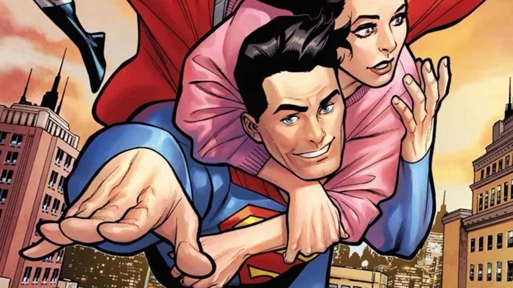Superman Flying with Lois Lane on His Back