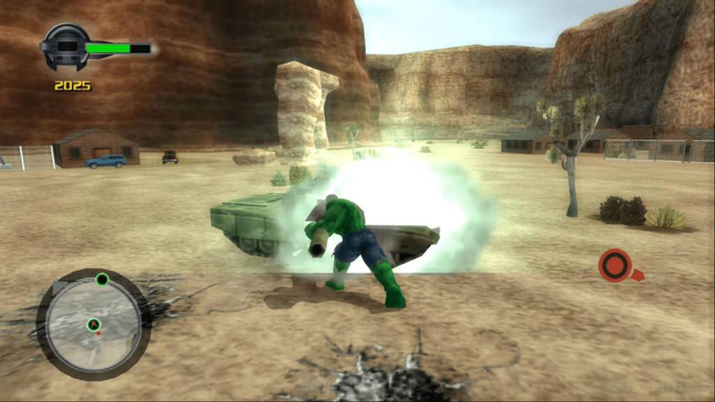Hulk destroying a tank in The Incredible Hulk: Ultimate Destruction