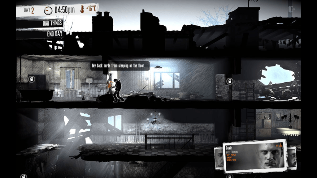 A screenshot from This War of Mine.