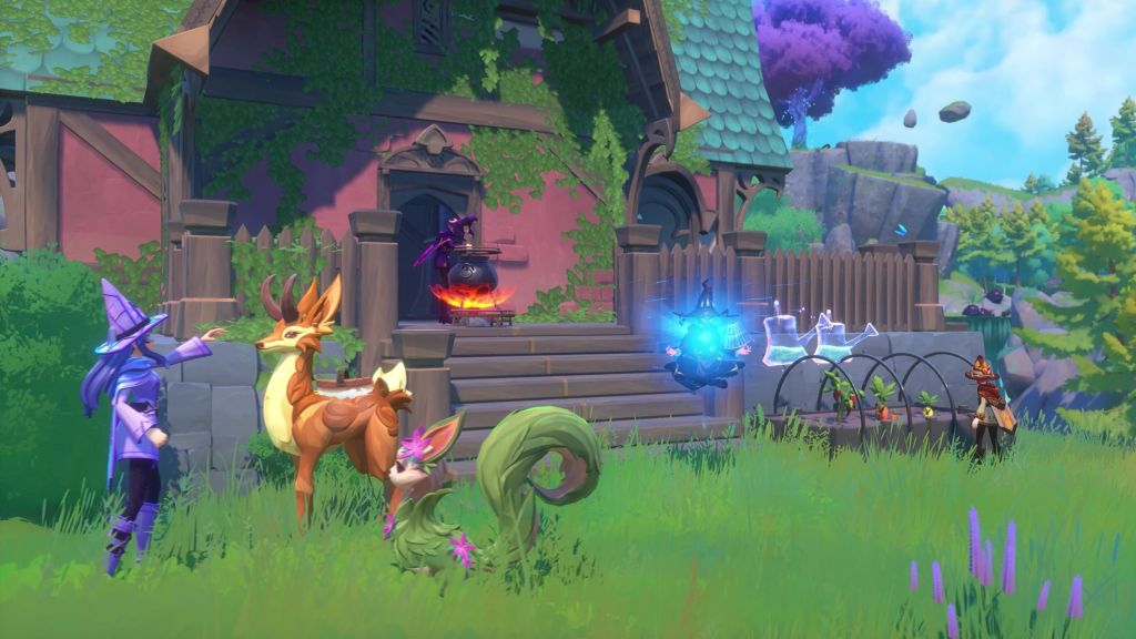 Screenshot de Witchspire mostrando fazenda e familiares