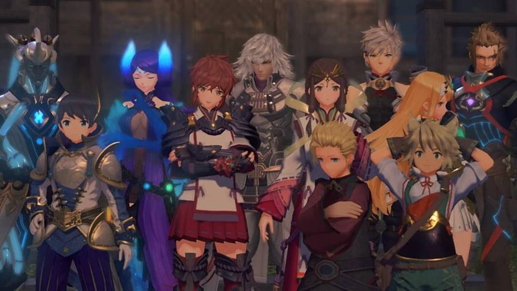 The cast of Xenoblade Chronicles 2 Torna standing together