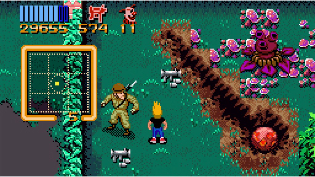 Uma captura de tela de Zombies Ate My Neighbors no Super Nintendo Entertainment System.