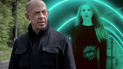 Split image of JK Simmons in Counterpart and Brit Marling in The OA