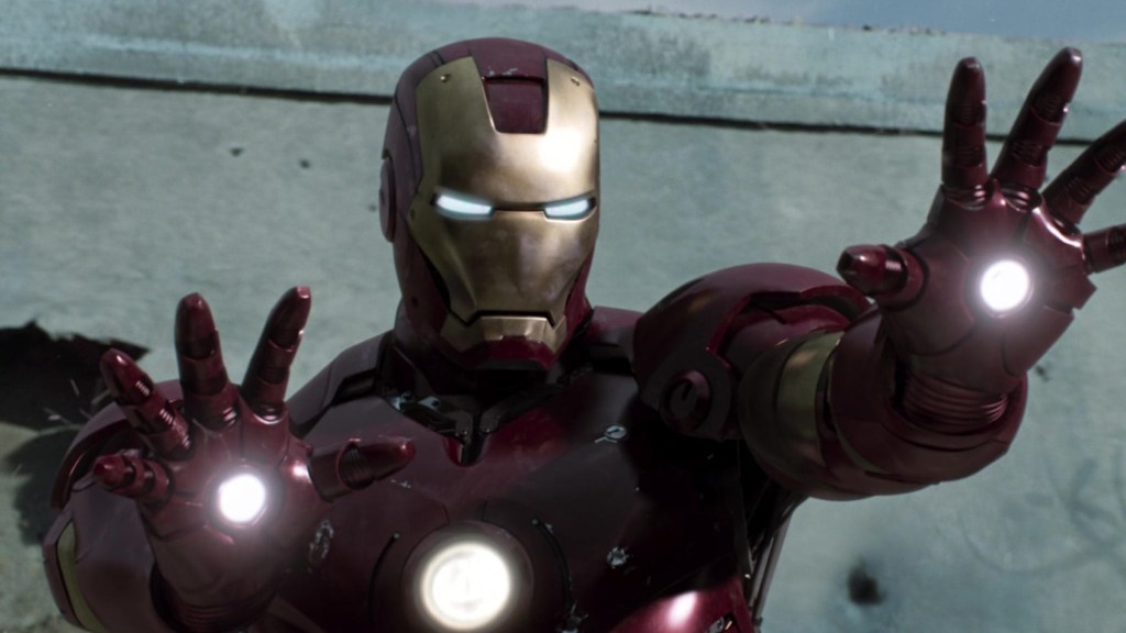 Iron Man using his targeting tech in Iron Man (2008)