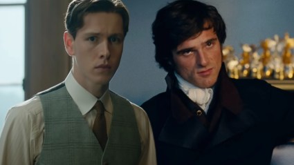 Split image of Harris Dickinson in The King's Man and Jacob Elordi in Wuthering Heights