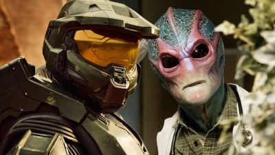 Split image with stills from the Halo TV show and Resident Alien