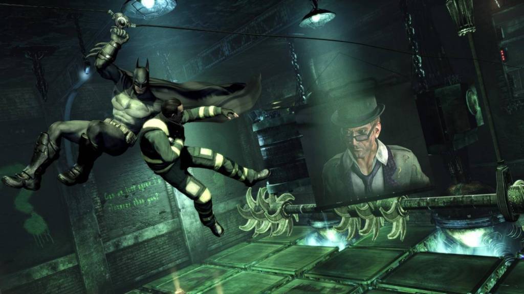 Batman Arkham City solving a Riddler puzzle for Trophy