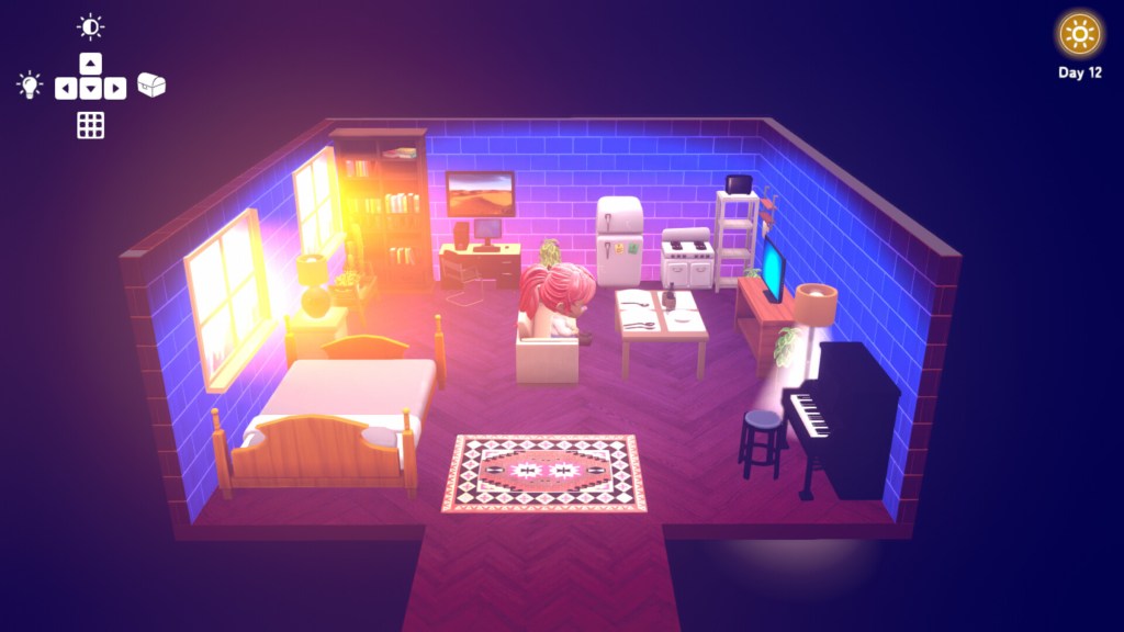 The player sat in their house in Chill Town.