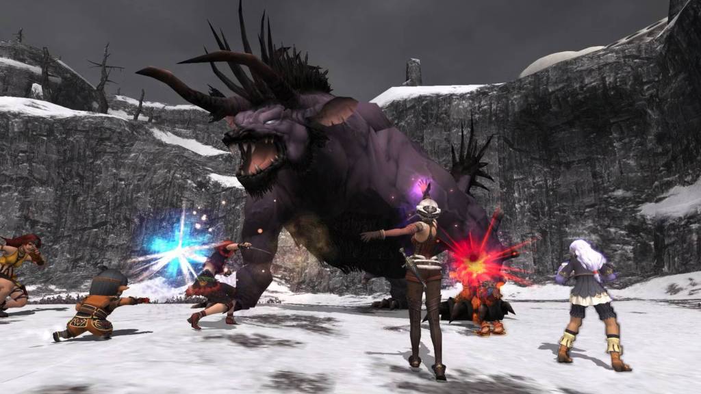 Final Fantasy 11 fighting a raid boss