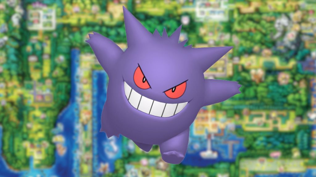 Gengar over Kanto Map