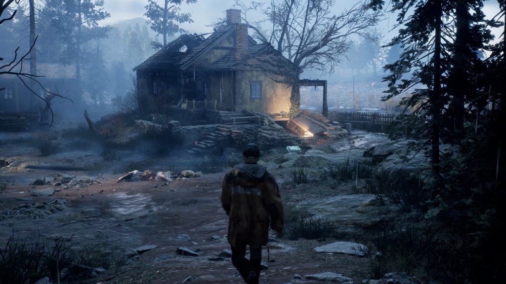 The player approaching a farm house in Hell Is Us.