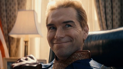 Homelander smiling while sitting in the Oval Office in The Boys Season 5