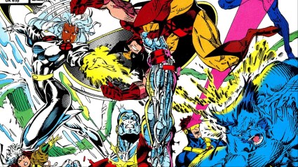 The X-Men's Blue and Gold Teams battling it out