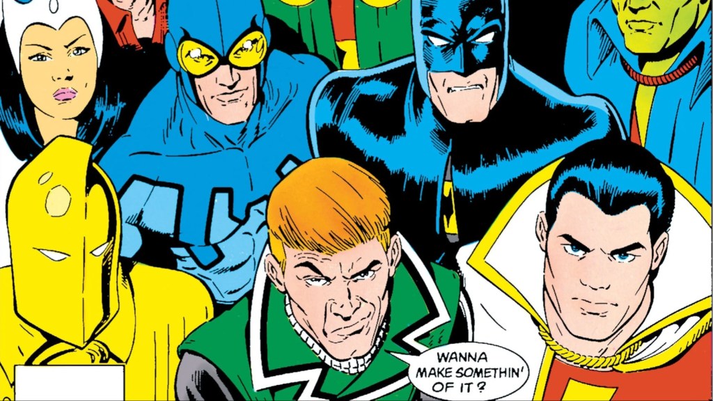 The Justice League Internationals standing together with an attitude