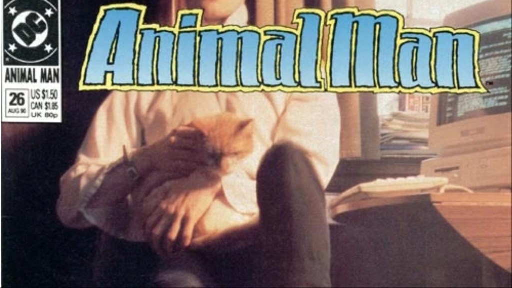 Grant Morrison holding a cat