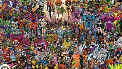 A massive picture of the heroes and villains of the X-Men comics by Scott Koblish