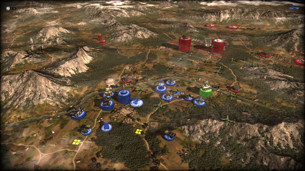 The player moving soldiers across a map in R.U.S.E.