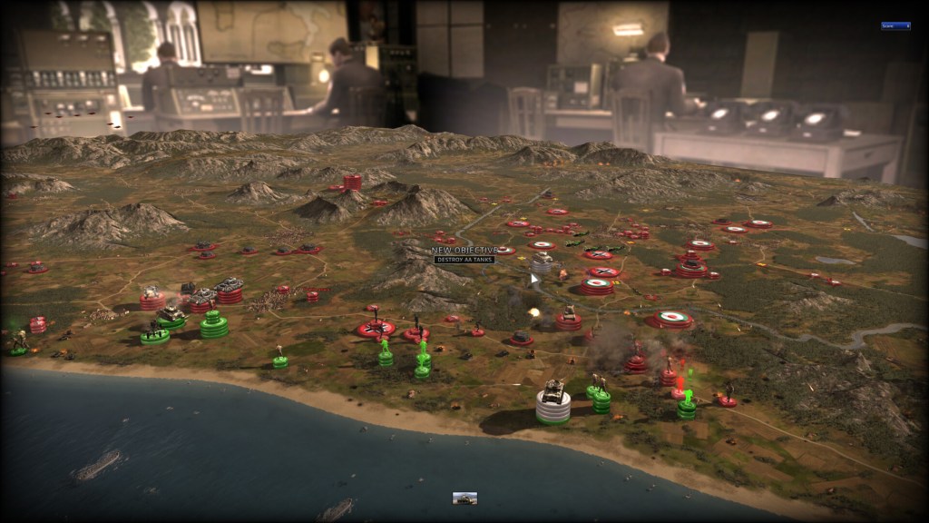 A mission objective on a map in R.U.S.E.