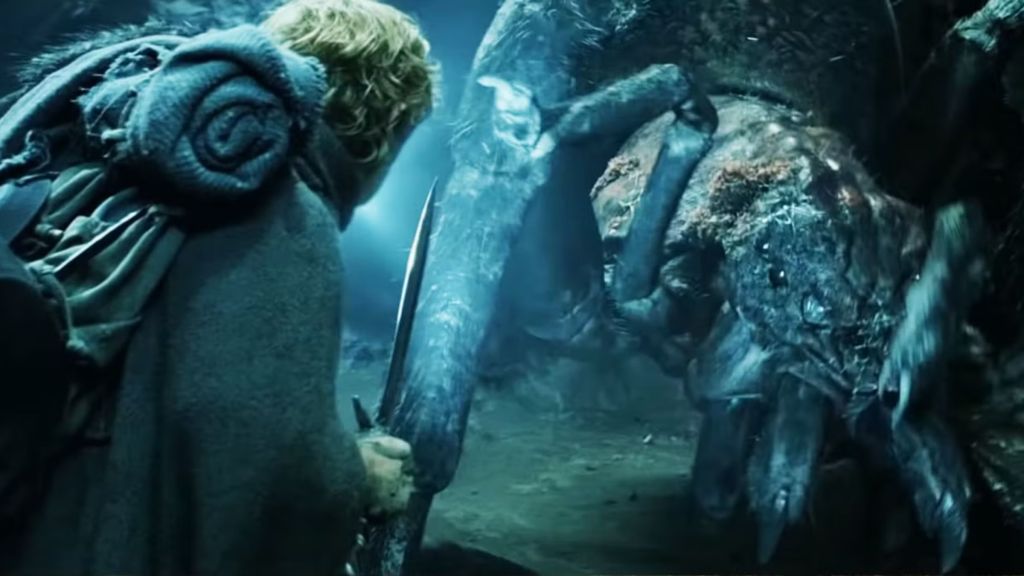 Sam fighting Shelob in The Lord of the Rings