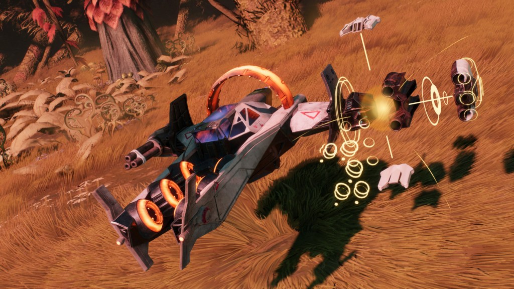 The player switching out parts on their ship in Starlink: Battle for Atlas.