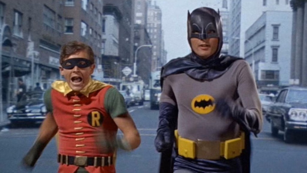 Robin and Batman running through Gotham in Batman (1966)
