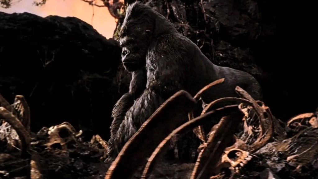 Kong surrounded by bones in King Kong (2005)