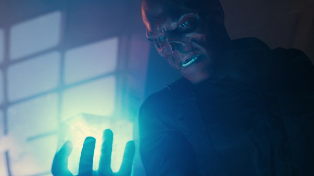 Red Skull holding the Tesseract in Captain America: The First Avenger
