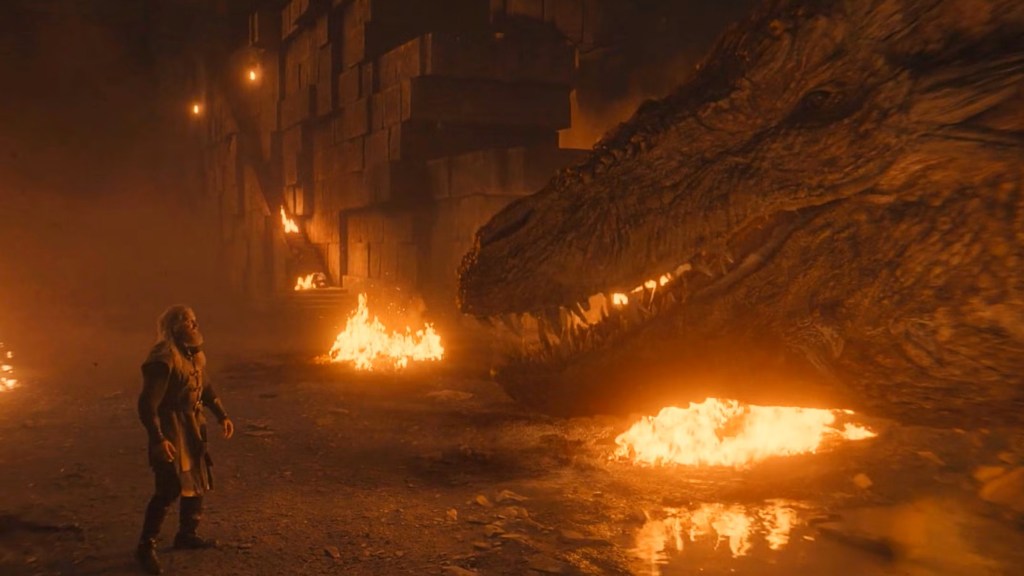 Hugh and Vermithor in House of the Dragon Season 2