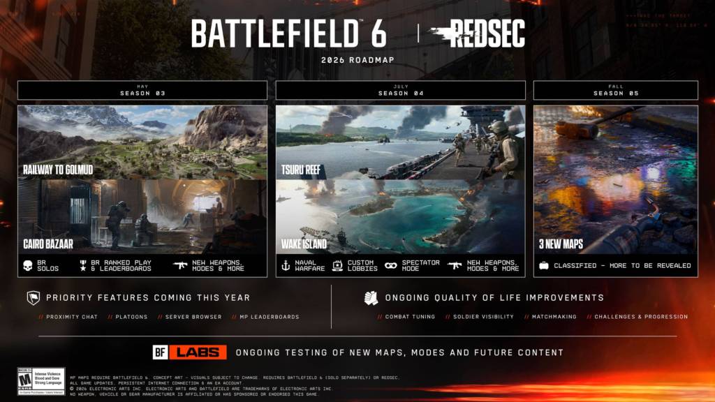 Battlefield 6 Seasons 3-5 roadmap plans