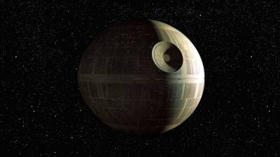 an image of the Deat Star from Star Wars.