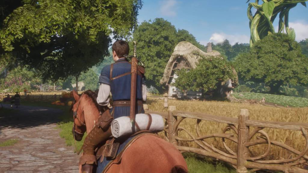 Fable Hero character riding into town