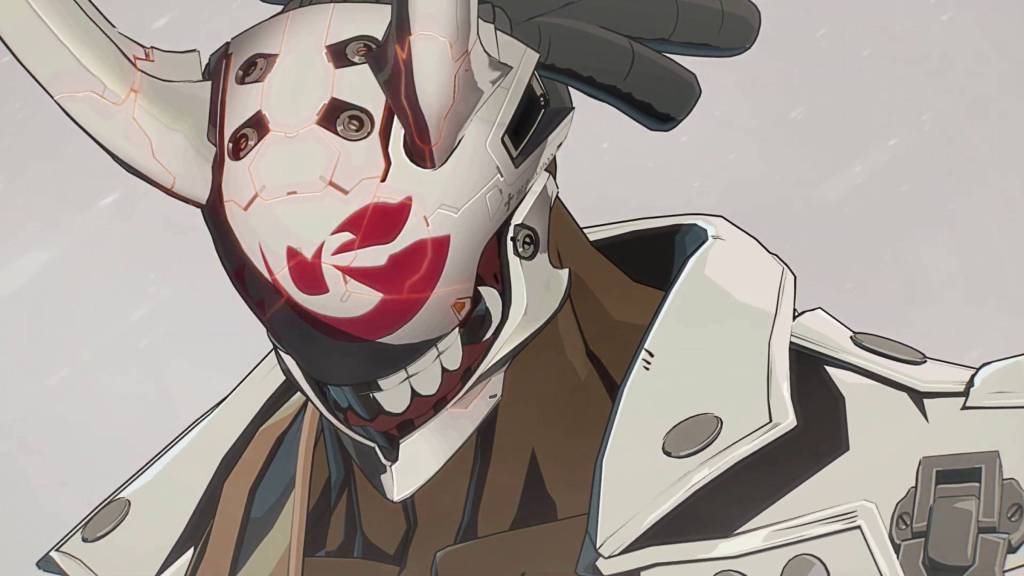 Guilty Gear Nagoriyuki putting on mask
