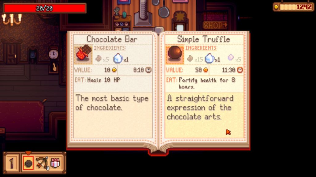 Haunted Chocolatier Recipe Book Screenshot
