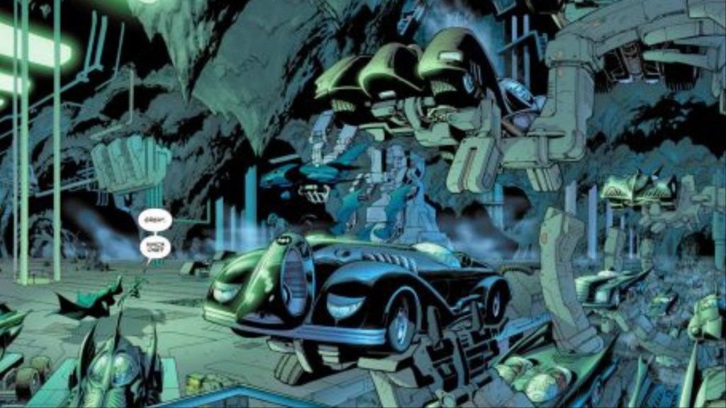 The Batmobiles in the Batcave
