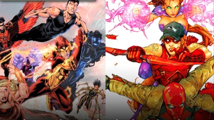 A split image of Teen Titans #1 and Red Hood and the Outlaws #1