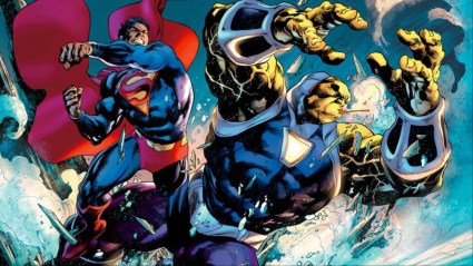 Superman punching Mongul